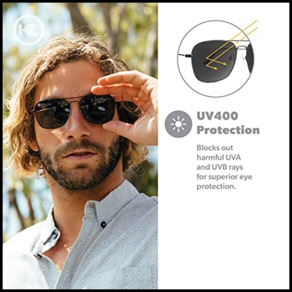 Polarized Aviator Sunglasses with Stainless Steel Frame and UV400 Protection